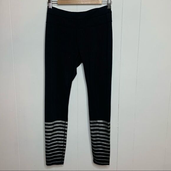 Athleta Sz Medium Black Shine Strip Sonar Leggings - Picture 2 of 6